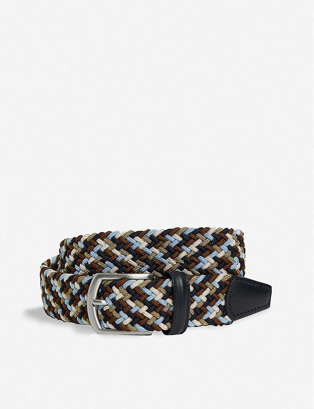 Shop Anderson's Andersons Mens Navy/sky/taupe/cream Multi-woven Elasticated Belt