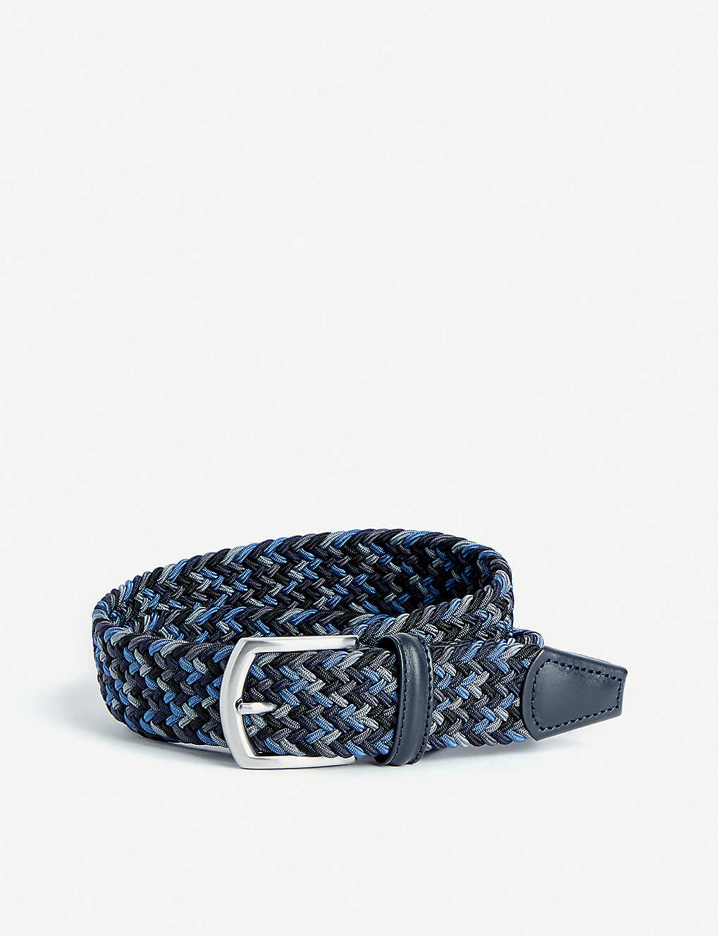 Anderson's Multi Woven Elasticated Belt In Navy, Grey And Silver