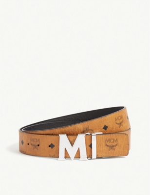 Shop MCM Claus Reversible Logo Engraved Belt