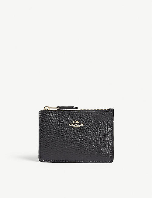 COACH: Skinny mini textured leather card purse