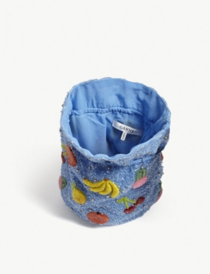 GANNI Edison small beaded bucket bag