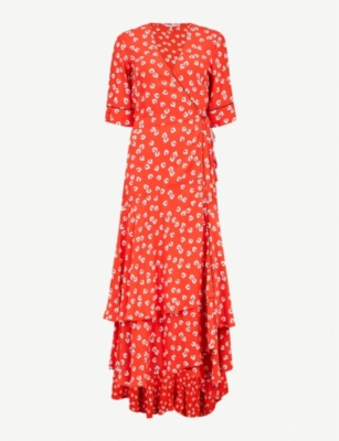 ganni crepe wrap dress
