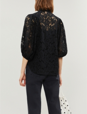 GANNI EVERDALE FLORAL LACE SHIRT
