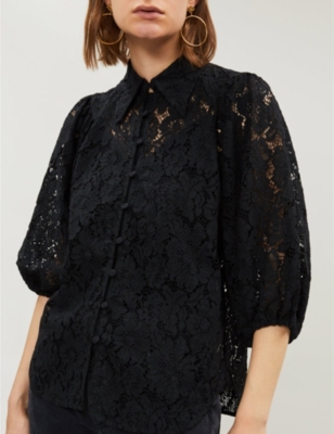 GANNI EVERDALE FLORAL LACE SHIRT