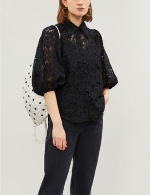 GANNI EVERDALE FLORAL LACE SHIRT