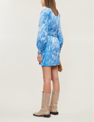 ganni jacquard mini wrap dress Ganni + Jacquard mini wrap dress