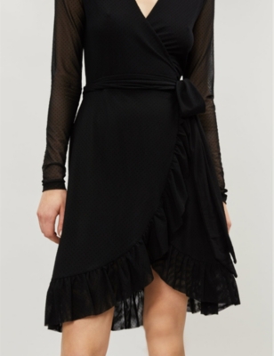 knee length dresses for ladies GANNI off-white floral tulip wrap mini mesh dress  BOREAL REBORN