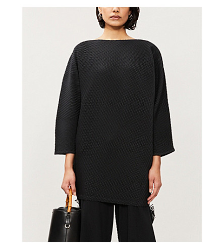 Issey Miyake BOAT-NECK RELAXED-FIT WOVEN TOP