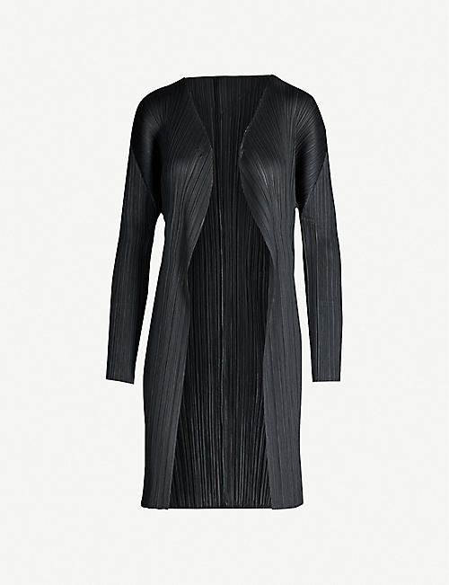 PLEATS PLEASE ISSEY MIYAKE: Basic relaxed-fit pleated knitted jersey coat