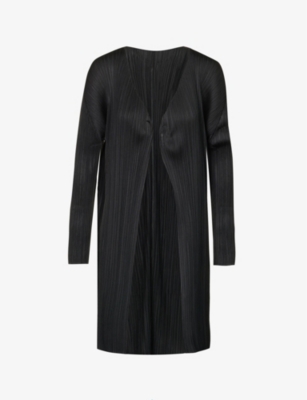 PLEATS PLEASE ISSEY MIYAKE: Basic relaxed-fit pleated knitted jersey coat
