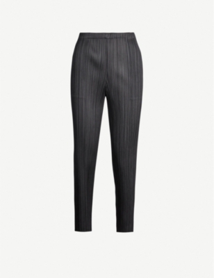 PLEATS PLEASE ISSEY MIYAKE: Pleated slim-fit knitted jersey trousers