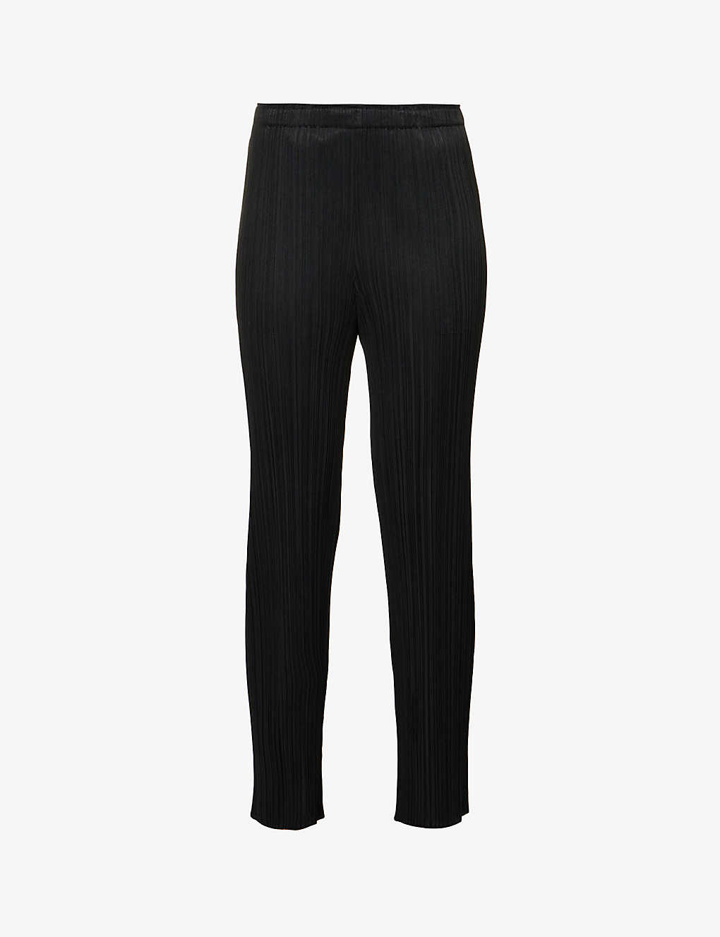 Issey Miyake Pleated Slim-fit Knitted Jersey Trousers In Black