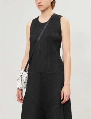 Shop Issey Miyake Pleats Please  Women's Black Basics Sleeveless Pleated Knitted Jersey Top