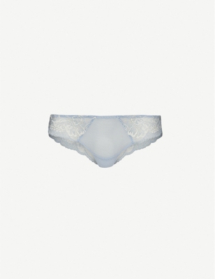 SIMONE PERELE PROMESSE LACE AND TULLE TANGA BRIEFS 