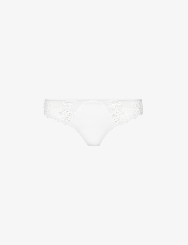 Saga mesh and stretch-lace thong
