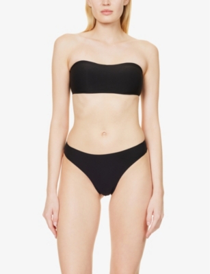 Chantelle Ladies Black Cotton Check Soft Stretch Thong In Black