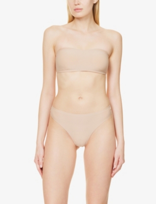 Chantelle Ladies Nude Cotton Check Soft Stretch Stretch-jersey Thong In Nude