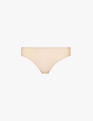 Shop Chantelle Ladies Nude Cotton Check Soft Stretch Stretch-jersey Thong