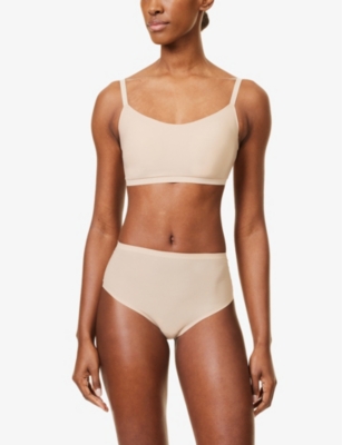 Shop Chantelle Soft Stretch High-rise Stretch-jersey Thong In 0wu Nude