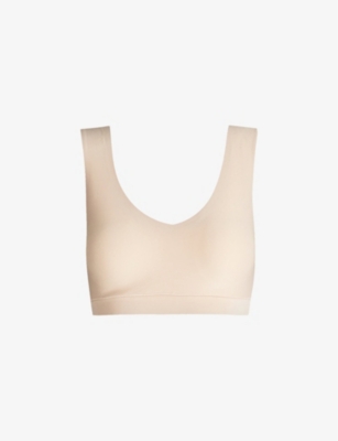 Chantelle Soft Stretch V-Neck Padded Crop Bra, Blue Mist at John Lewis &  Partners