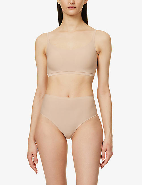 Greca-border stretch-cotton jersey bra Selfridges & Co Women Clothing Underwear Bras Wireless Bras 