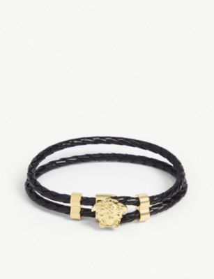 VERSACE: Medusa braided leather bracelet