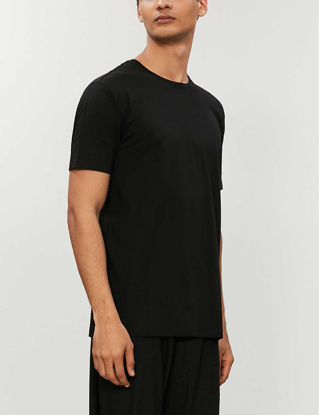 Shop Derek Rose Derek Rose Men's Black Basel Stretch-modal T-shirt