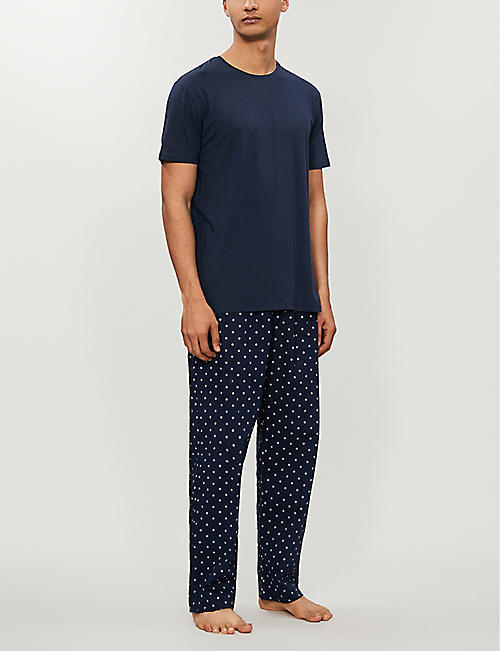 MICHAEL PAUL Mens Soft & Cosy Fleece Pyjamas/PJ Set/Nightwear/Sleepwear/Loungewear Warm Modern Set with Check Bottoms 