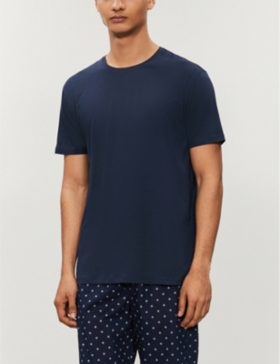 Derek Rose Mens Blue Basel Stretch-modal T-shirt