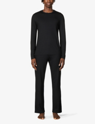 Shop Derek Rose Mens Black Basel Long-sleeved Stretch-modal Top