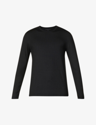 Shop Derek Rose Men's Black Basel Long-sleeved Stretch-modal Top