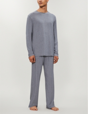 Derek Rose Mens Grey Marlowe Stretch-jersey Top In Grey