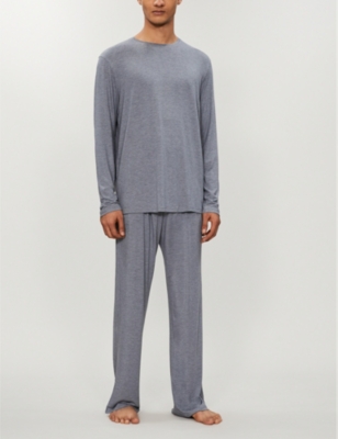 Shop Derek Rose Derek Rose Men's Charcoal Marlowe Stretch-modal Pyjama Bottoms