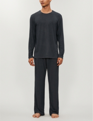 Shop Derek Rose Derek Rose Men's Anthracite Marlowe Stretch-modal Pyjama Bottoms In Grey