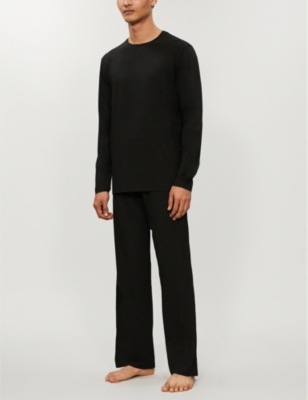 Shop Derek Rose Men's Black Basel Stretch-modal Trousers
