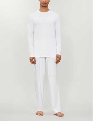 Shop Derek Rose Derek Rose Men's White Basel Stretch-modal Trousers