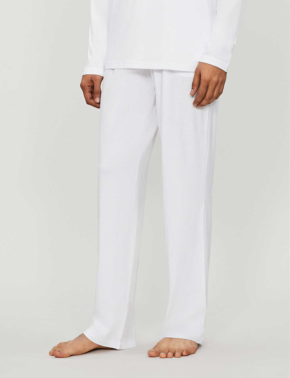 Shop Derek Rose Derek Rose Men's White Basel Stretch-modal Trousers