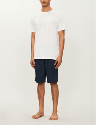 Shop Derek Rose Derek Rose Men's Blue Basel Stretch-modal Shorts