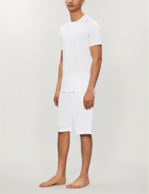 Shop Derek Rose Mens White Basel Stretch-modal Shorts