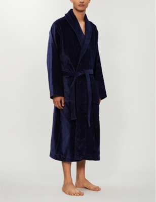 Derek Rose Derek Rose Mens Navy Tritan Cotton Dressing Gown