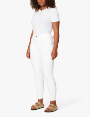 Good American Good Legs High Waist Shark Bite Hem Skinny Jeans In White 001