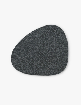 Lind Dna Hippo Curve Leather Coaster In Black Anthracite