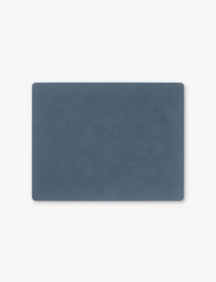 Shop Lind Dna Nupo Rectangle Leather Placemat In Dark Blue