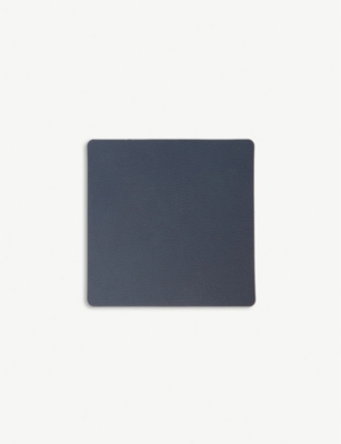 Lind Dna Nupo Square Leather Coaster In Dark Blue