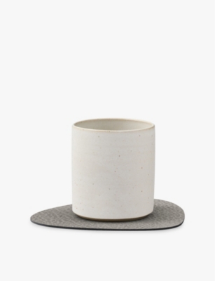 Shop Lind Dna Hippo Curve Leather Coaster In Grey Anthracite