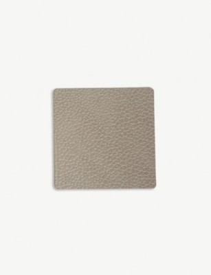 Lind Dna Hippo Square Leather Coaster In Grey Anthracite