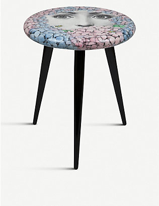 FORNASETTI: Ortensia lacquered wooden stool 46cm