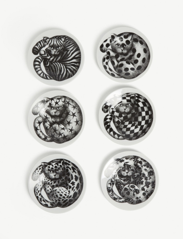 Leopardato Skin porcelain tea cups and saucers set of six