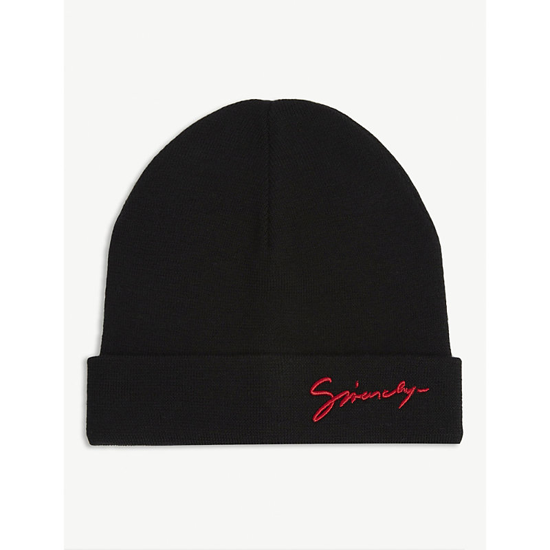 GIVENCHY EMBROIDERED LOGO WOOL BEANIE