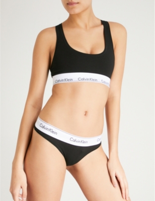 Shop Calvin Klein Womens Black Modern Cotton-jersey Thong